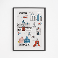 Szczecin Walking Route Poster 50x70