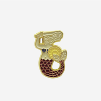 Retro Mermaid Pin Maroon
