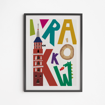 Poster Krakow Inscription Color 21x30