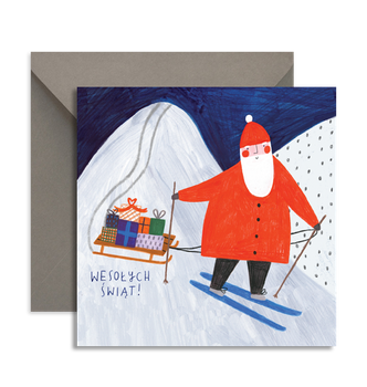 Card Santa on Skis