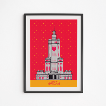 Poster Palace of Culture Heart Coral 21x30