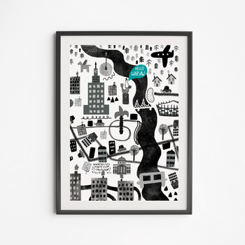 Poster Warsaw Map 21x30