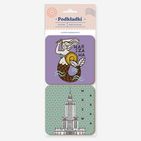 Zestaw Podkładek Warszawa Pałac + Syrenka Retro
